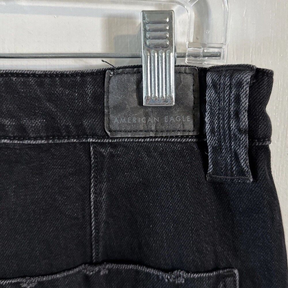 American Eagle Baggy Wide‎ Leg Jeans Womens 4 Black Bootcut Cargo Y2K Hi Rise - Picture 8 of 12